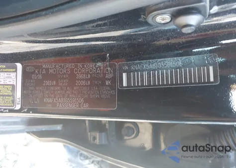 2016 Kia Forte z USA, uszkodzony, nr VIN KNAFX5A18G5591506